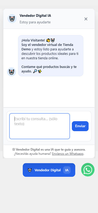 Chat IA Mitienda - recomendación de productos